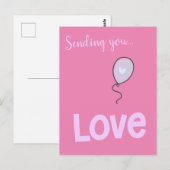 Carte Postale T'écrire Amour - Ballon Mignon (Devant / Derrière)