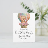 Carte Postale Teddy Bear Anniversaire de fête Enregistrer la dat (Debout devant)