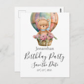 Carte Postale Teddy Bear Anniversaire de fête Enregistrer la dat (Devant / Derrière)
