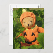 Carte Postale Teddy Bear dans le Patch Citrouille (Devant / Derrière)