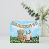 Carte Postale Teddy Bear et Baby Baseball Baby shower de garçon (Debout devant)