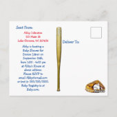 Carte Postale Teddy Bear et Baby Baseball Baby shower de garçon (Dos)