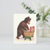 Carte Postale Teddy Bear fait la blanchisserie (Debout devant)