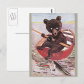 Carte Postale Teddy Bear Gosse Pêche (Devant / Derrière)