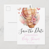 Carte Postale Teddy Bear Hot Air Balloon Blanc la date (Devant / Derrière)