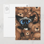 Carte Postale Teddy Bear Hug de chat siamois par BiHrLe (Devant / Derrière)