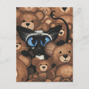 Carte Postale Teddy Bear Hug de chat siamois par BiHrLe