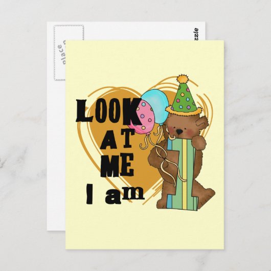 Carte Postale Teddy Bear I'm 1 Anniversaire T-shirts et cadeaux (Devant / Derrière)