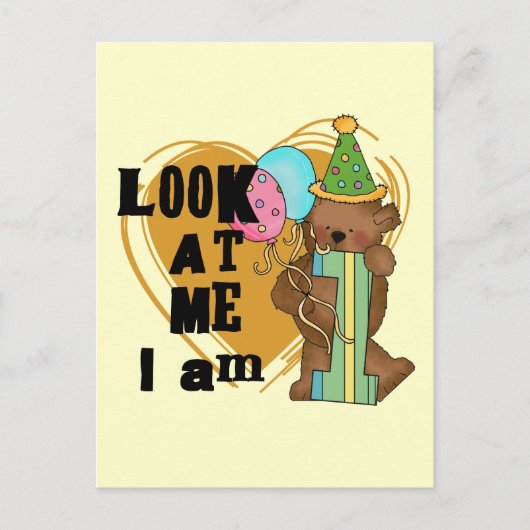 Carte Postale Teddy Bear I'm 1 Anniversaire T-shirts et cadeaux (Devant)