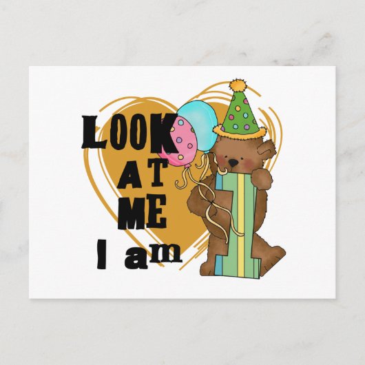 Carte Postale Teddy Bear I'm 1 Anniversaire T-shirts et cadeaux (Devant)