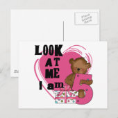Carte Postale Teddy Bear I'm 5 Anniversaire T-shirts et cadeaux (Devant / Derrière)