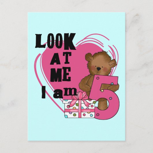 Carte Postale Teddy Bear I'm 5 Anniversaire T-shirts et cadeaux (Devant)