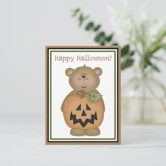 Carte Postale Teddy Bear Jack O'Lantern (Debout devant)