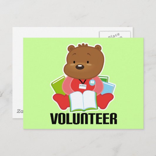 Carte Postale Teddy Bear Library Bénévole Don (Devant / Derrière)