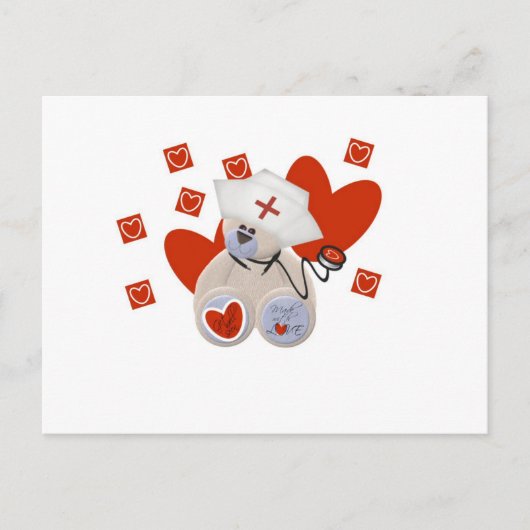 Carte Postale Teddy Bear Nurse Love Tshirts et cadeaux (Devant)