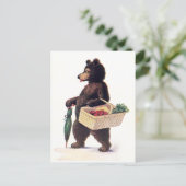 Carte Postale Teddy Bear se rend au marché (Debout devant)