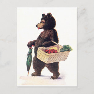 Carte Postale Teddy Bear se rend au marché