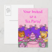 Carte Postale Teddy Bear Tea Party ~ Postcard Invitation (Devant / Derrière)