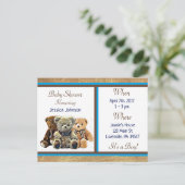 Carte Postale Teddy Bear Theme Boy's Baby shower Invitation (Debout devant)