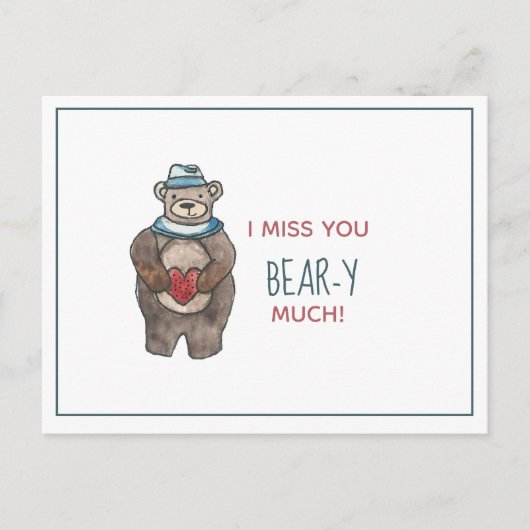 Carte Postale Teddy Bear Vous me manquez de faire attention Vale (Devant)