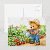 Carte Postale Teddy Bear Watering (Devant / Derrière)