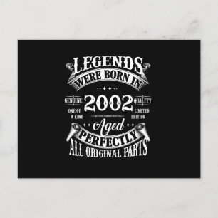 Carte Postale Tee d'anniversaire Légendes Vintage Nées en 2002 
