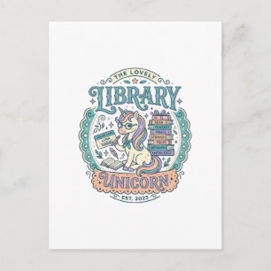 Carte Postale Tee-shirt graphique fantaisiste Licorne de la bibl