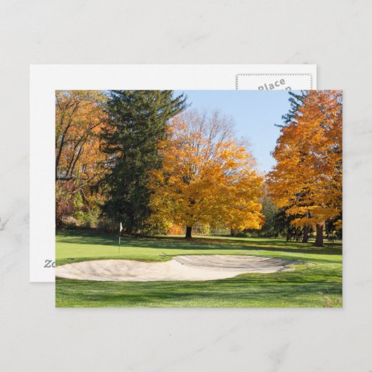 Carte Postale Tee time en automne (Devant / Derrière)