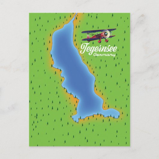 Carte Postale Tegernsee Allemagne Plan du lac vintage (Devant)