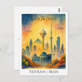 Carte Postale Téhéran Iran customisé aquarelle Enregistrer la da (Devant / Derrière)