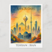 Carte Postale Téhéran Iran customisé aquarelle Enregistrer la da (Devant)