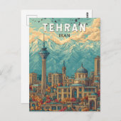 Carte Postale Téhéran Iran Illustration Voyage Art Vintage (Devant / Derrière)