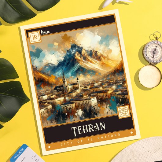 Carte Postale Téhéran, Iran | Peinture Vintage