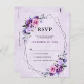 Carte Postale Teintes de lilas violet rose vif Fleurs  RSVP (Devant / Derrière)