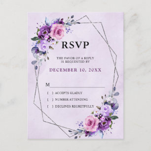 Carte Postale Teintes de lilas violet rose vif Fleurs  RSVP