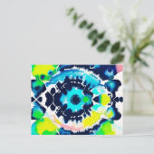 Carte Postale Teinture Tie Dye Bleu Oeil (Debout devant)