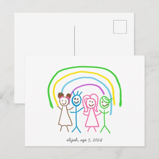 Carte Postale Télécharger des enfants Dessiner Transformer des e (Devant / Derrière)