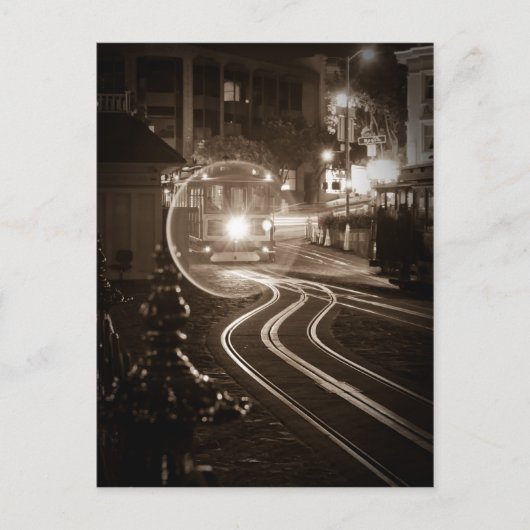 Carte Postale Téléphérique de San Francisco la nuit (Devant)