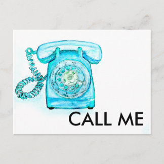 Carte Postale Téléphone rétro Turquoise Rotary Vintage Bleu
