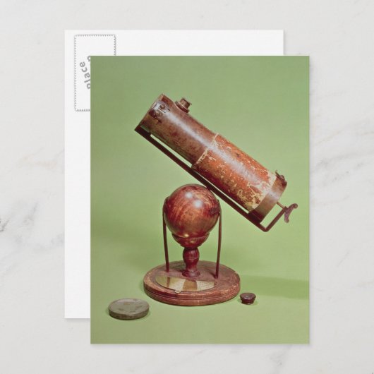 Carte Postale Télescope appartenant à monsieur Isaac Newton 1671 (Devant / Derrière)