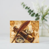 Carte Postale télescope nautique steampunk compas antique (Debout devant)
