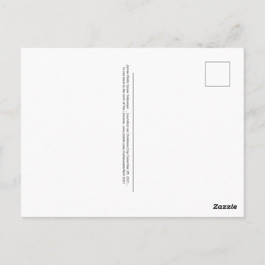 Carte Postale Téléscope spatial James-Webb 2021 Commémoratif (Dos)