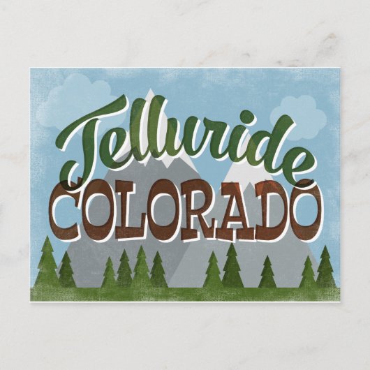 Carte Postale Telluride Colorado Fun Retro Snowy Mounts (Devant)