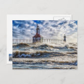 Carte Postale Tempête À St Joseph LighthousAllez Bien Bientôt Ca (Devant / Derrière)