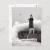 Carte Postale Tempête au phare (Devant / Derrière)
