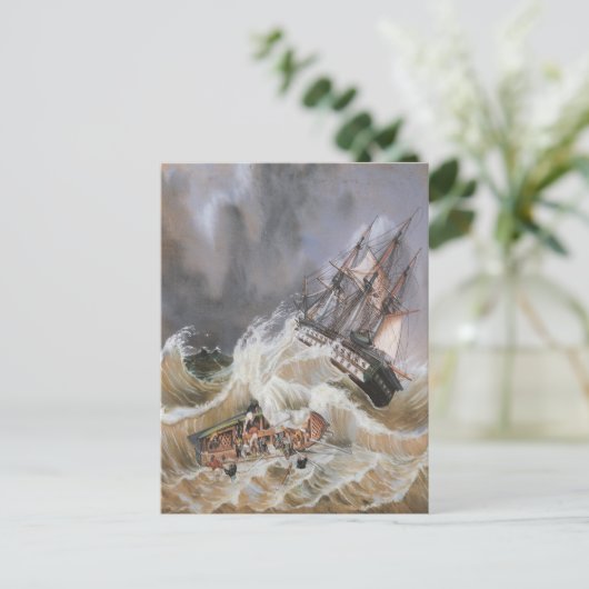 Carte Postale Tempête de navires à Clipper en mer dans les année (Debout devant)