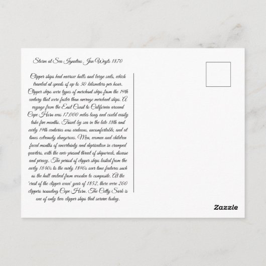 Carte Postale Tempête de navires à Clipper en mer dans les année (Dos)