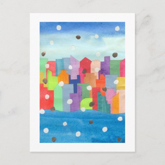 Carte Postale Tempête de neige de ville (Devant)