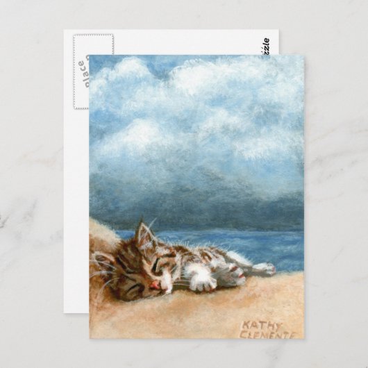 Carte postale Tempête de plage Kitten (Devant / Derrière)