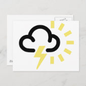 Carte Postale Tempête du tonnerre : Symbole des prévisions météo (Devant / Derrière)